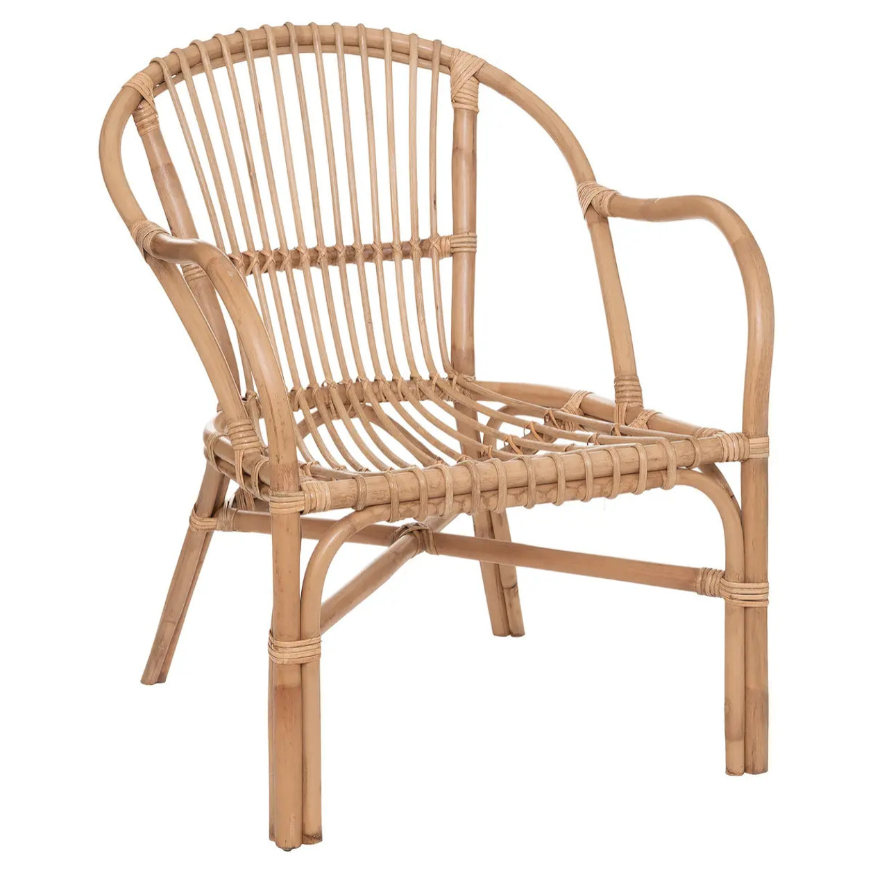 Fauteuil "Neta" - rotin et coton - blanc