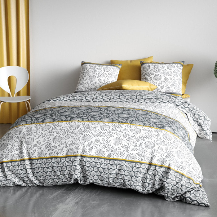 Parure De Couette 3pcs avec Taies oreiller 100% Coton 57 Fils/cm2-vega Gold