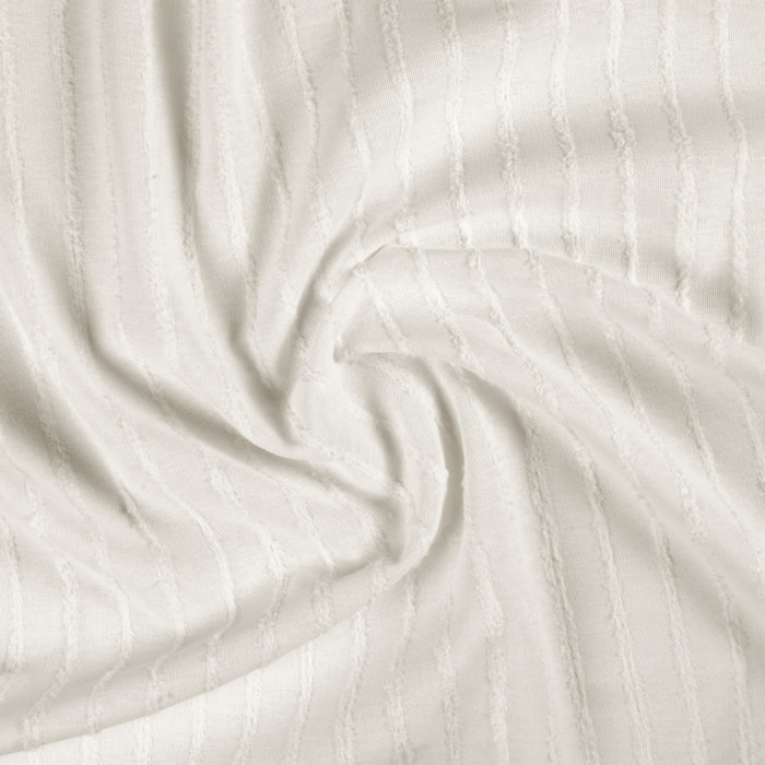 Tissu en coton et lin à fines rayures texturées - Blanc