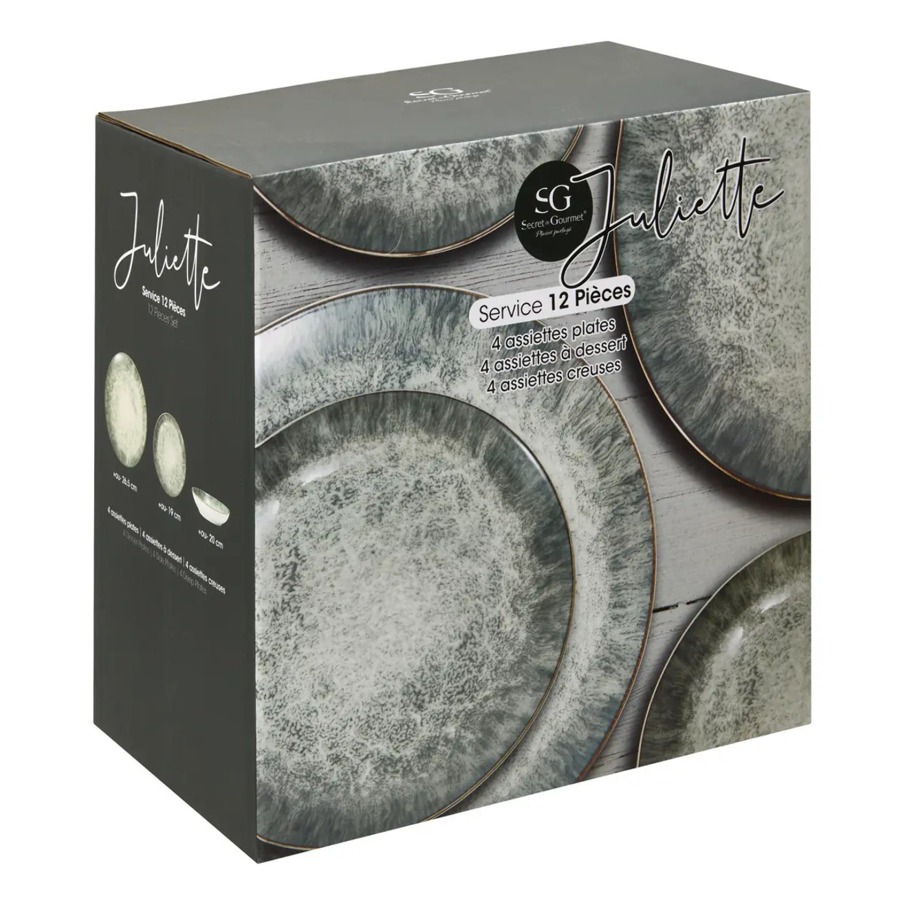 Service de table Juliette 12 pièce(s) vert L26,5xp2,4xH26,5cm