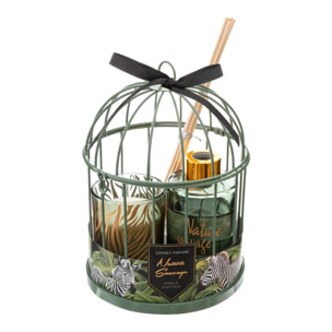 Coffret cadeau cage "Jungle" - vanille exotique - orchidée sauvage