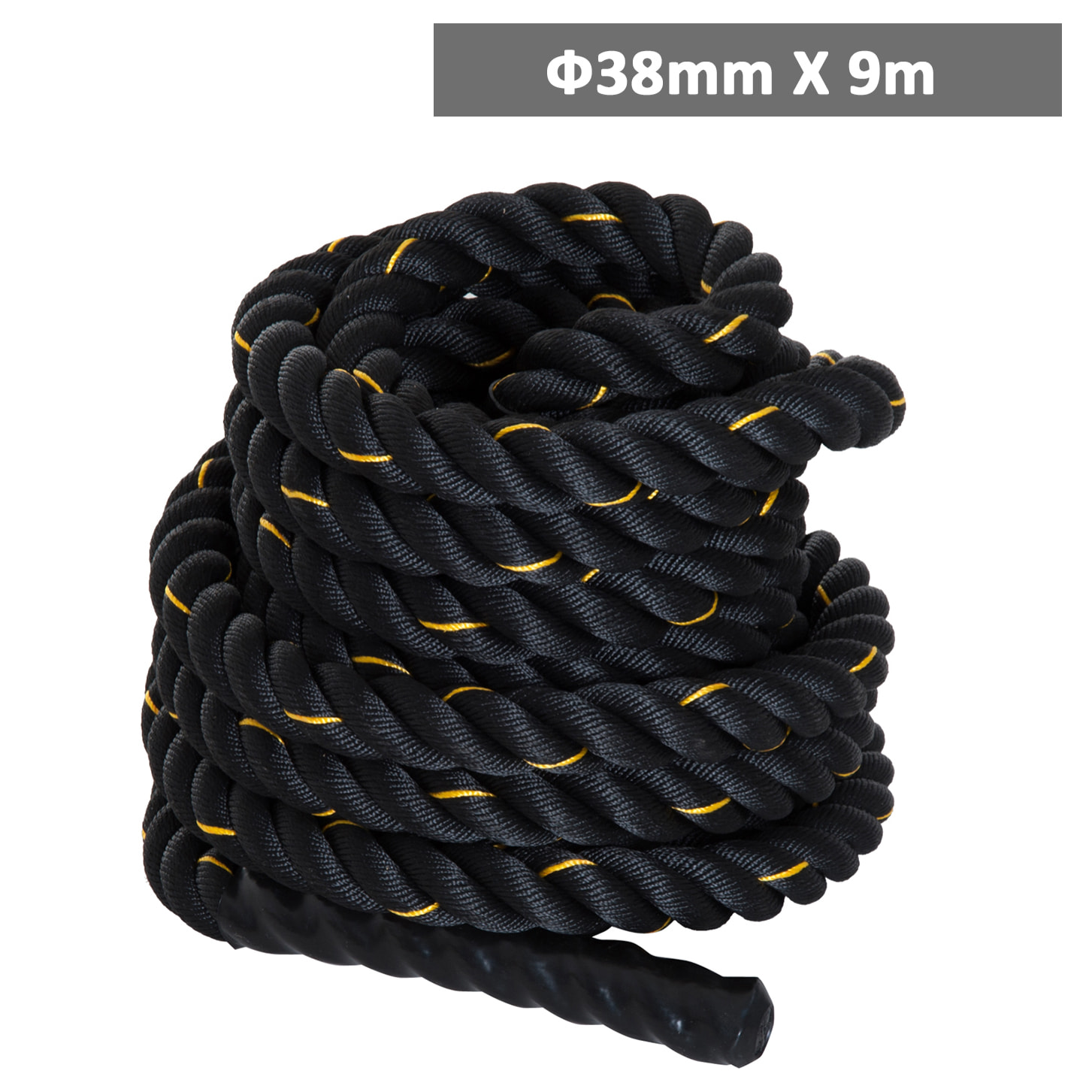 Cuerda de Batalla Ø38 mm Longitud 9 m Battle Rope Formación Battling Power Cuerda Ejercicio Fitness Deporte Poliéster Ultra Resistente Negro