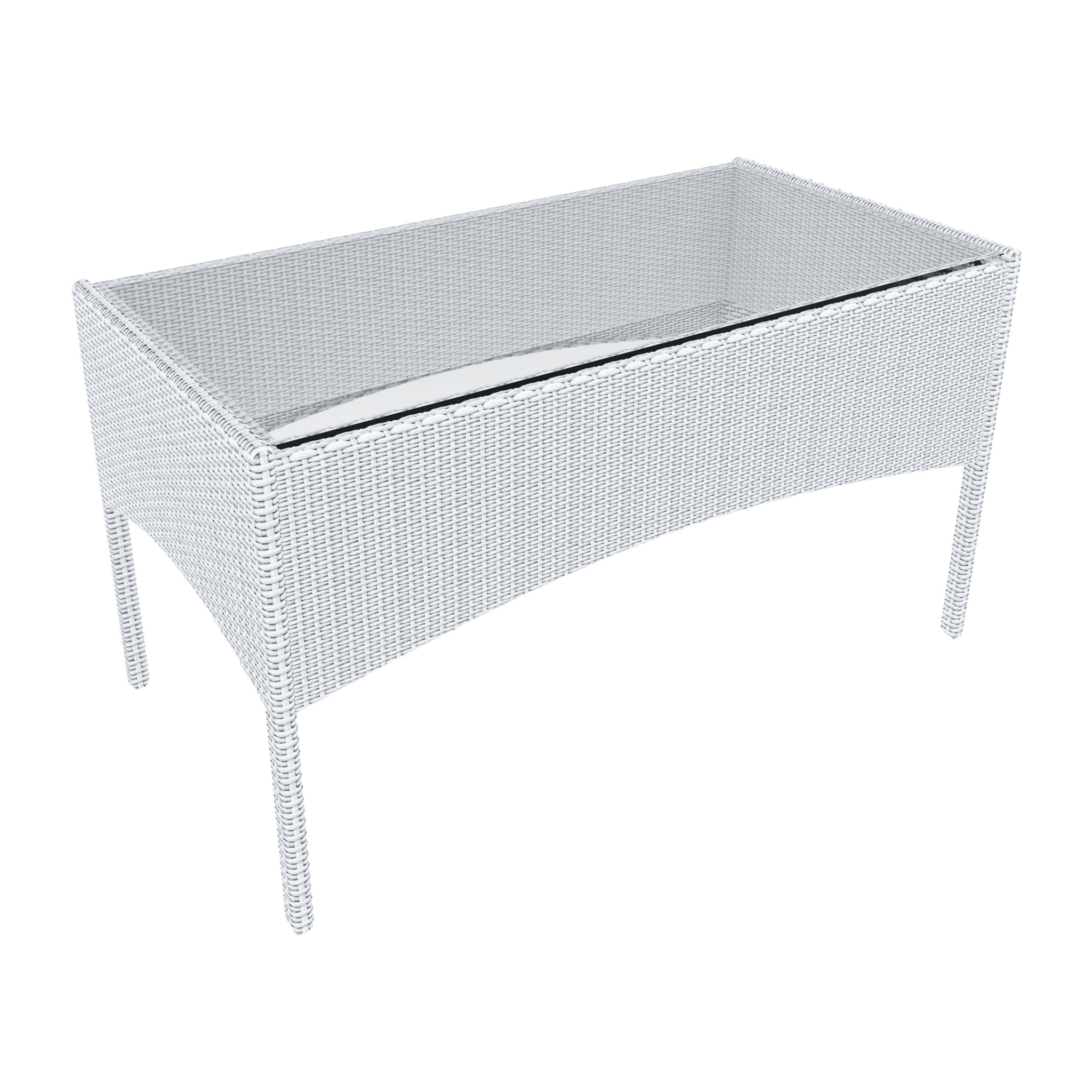 Set Di Mobili da Giardino Salotto Salottino in Rattan 4 Posti con Tavolino Ripiano In Vetro 2 Poltrone Divano 2 Posti Giardino Esterno Piscina Bianco