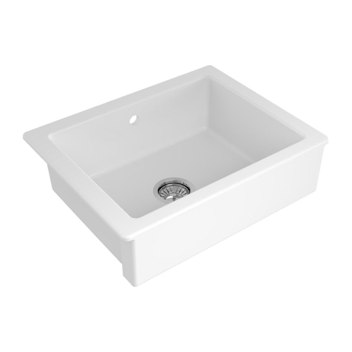 Infinitio 62x49,5x20,5 cm évier de cuisine timbre d'office en céramique, avec trop-plein, sans siphon, blanc (SATSINK6249)
