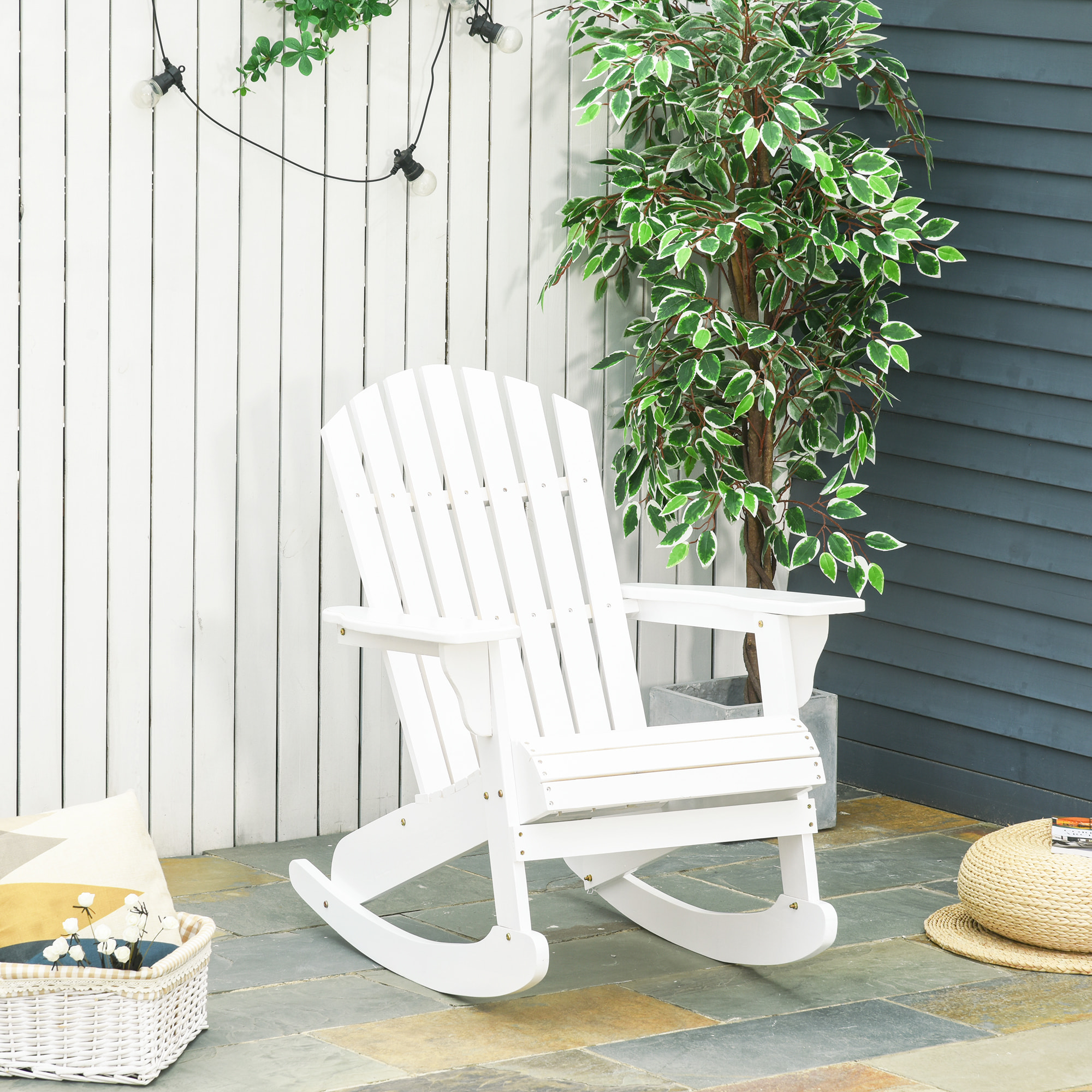 Fauteuil de jardin Adirondack à bascule bois sapin blanc