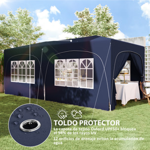 Carpa Plegable Gazebo 6x3 m Cenador Plegable con Altura Ajustable 6 Paredes Laterales Anti-UV y Bolsa de Transporte Pabellón de Jardín para Camping Fiestas