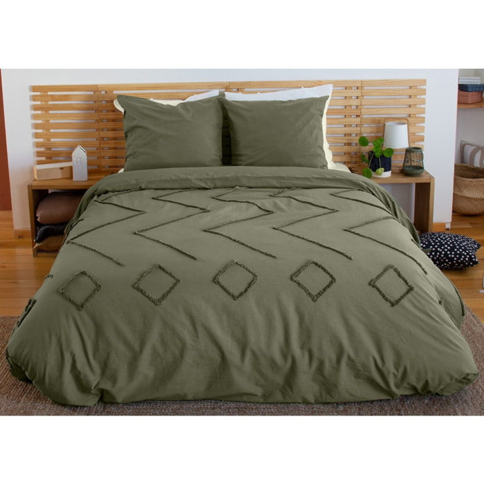 Parure housse de couette coton vert