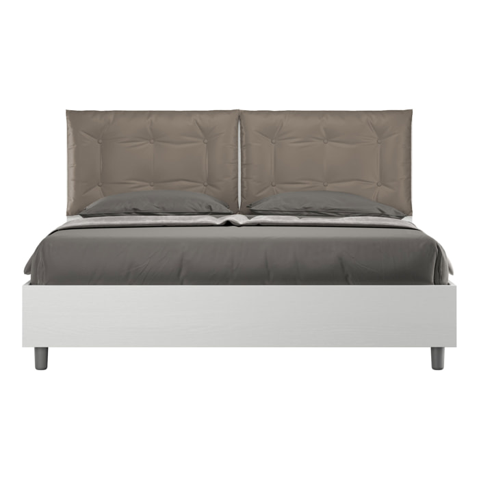 Lit sans sommier 160x190 avec coussins similicuir cappuccino Egos Annalisa