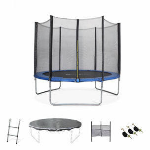 Trampoline 305cm - Mars XXL Bleu - avec filet de protection. échelle. bâche. filet pour chaussures. kit d'ancrage. trampoline de jardin 305 cm |Qualité PRO |Normes EU