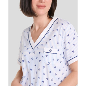 Camisón corto mujer anclas manga corta cómodo