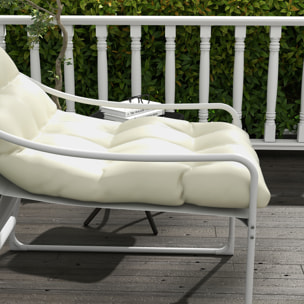 Fauteuil lounge de jardin avec coussin acier époxy polyester blanc beige crème