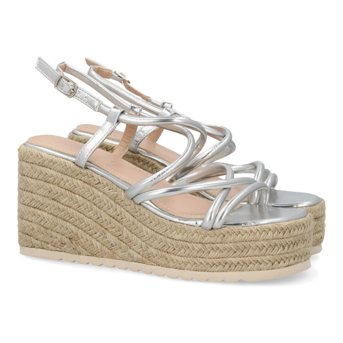 Sandalias de cuña de yute para mujer, comodas y elegantes diseño moderno con tiras cruzadas