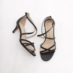 SANDALO FASCETTE INCROCIATE CHOCOLA' NERO