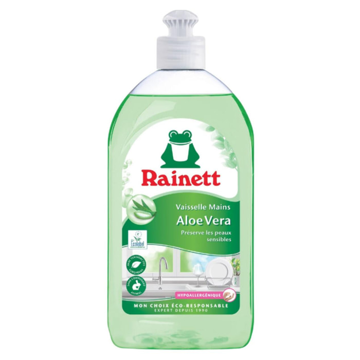Pack de 8 - Rainett Liquide Vaisselle Ecologique Aloe Vera 500ml