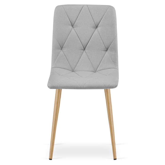 Sedia Libra in tessuto grigio chiaro con gambe effetto legno