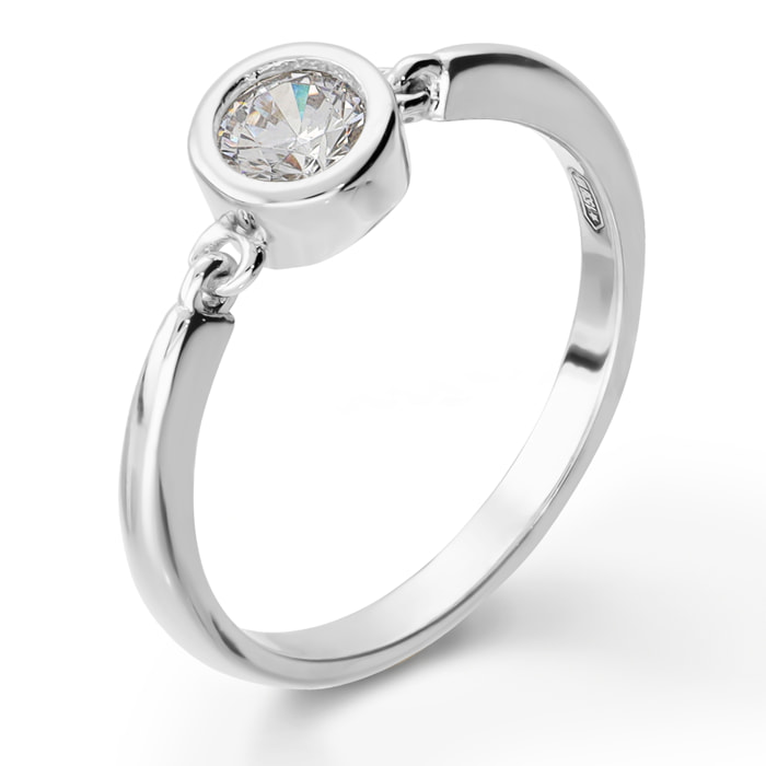 Anello Solitario in Argento 925 con Punto Luce in Cubic Zirconia