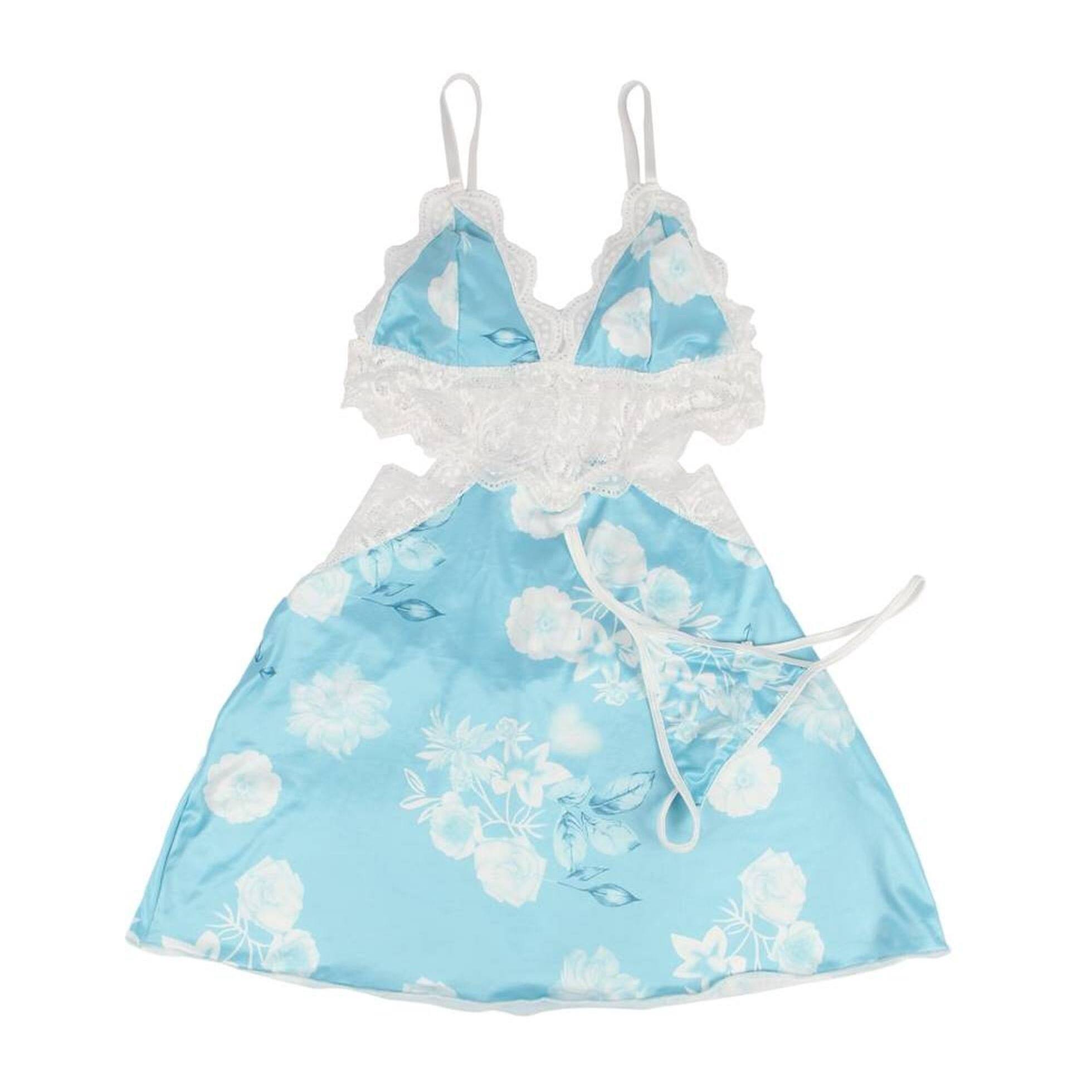 Babydoll azul con estampado floral