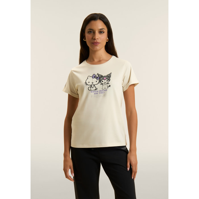 T-shirt Hello Kitty & Kuromi con stampa frontale