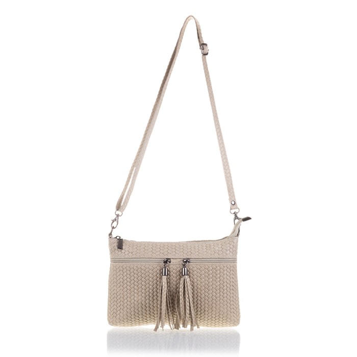 Oderzo Borsa a tracolla Donna.Pelle autentica Camoscio Inciso a Zigzag