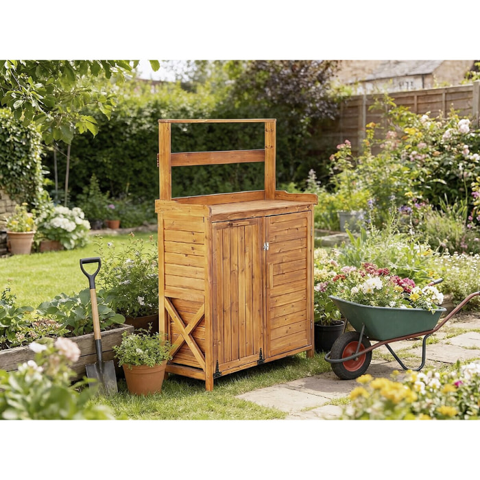 Armoire de jardin en bois avec poubelle intégrée "Lou" - Marron