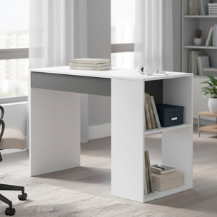 Scrivania Da Lavoro Per Computer Desk Con Cassetto Reversibile Design Moderno Ufficio Home Office Casa 73 x 101 x 50 Cm Bianco e Grigio Antracite