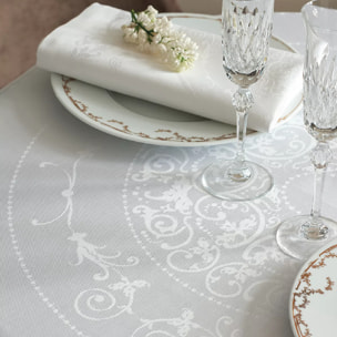 Nappe anti tache pur coton motif jacquard Comtesse blanc