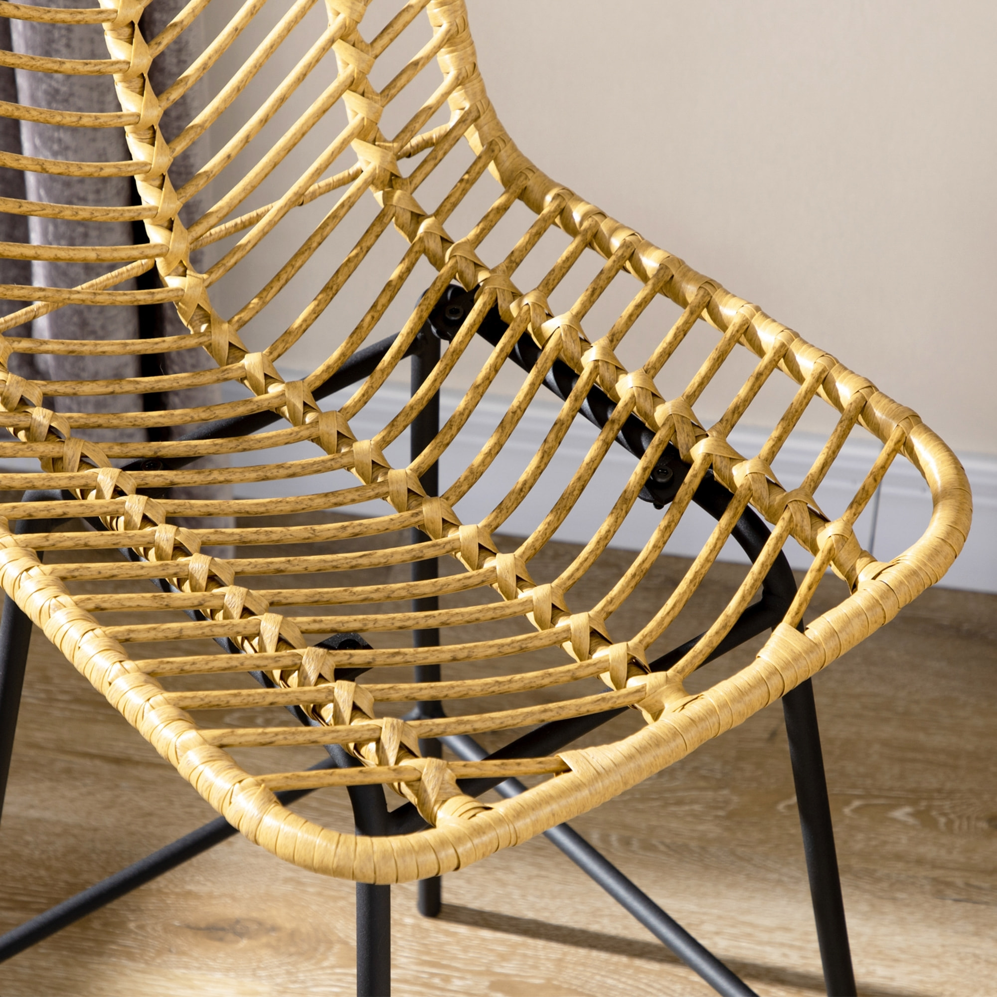 Lot de 2 tabourets de bar – Style bohème – Dossier cannage