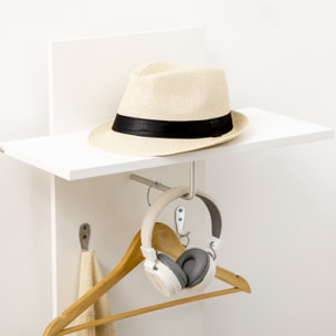 Perchero de Pared con 4 Ganchos Estante de Pared de Almacenamiento con Barra Colgante de Aluminio para Entrada Dormitorio Pasillo 50x23,5x160 cm Blanco