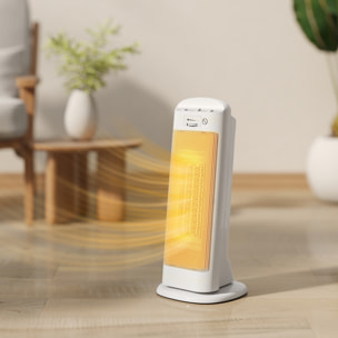 Calefactor Eléctrico Bajo Consumo, 2000W PTC, con 4 Modos, Termostato Regulable, Oscilación de 55°, Protección contra Vuelcos y Sobrecalentamiento para 15Ã£Å½Â¡ en Dormitorio, Blanco