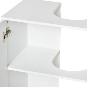 Meuble vasque style cosy chic bandeau 10 bambous placard 2 portes avec étagère MDF dim. 60L x 30l x 60,5H cm blanc