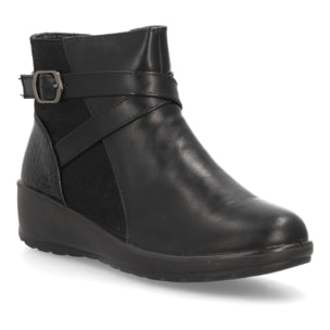 Botines con cuña y hebilla lateral para mujer