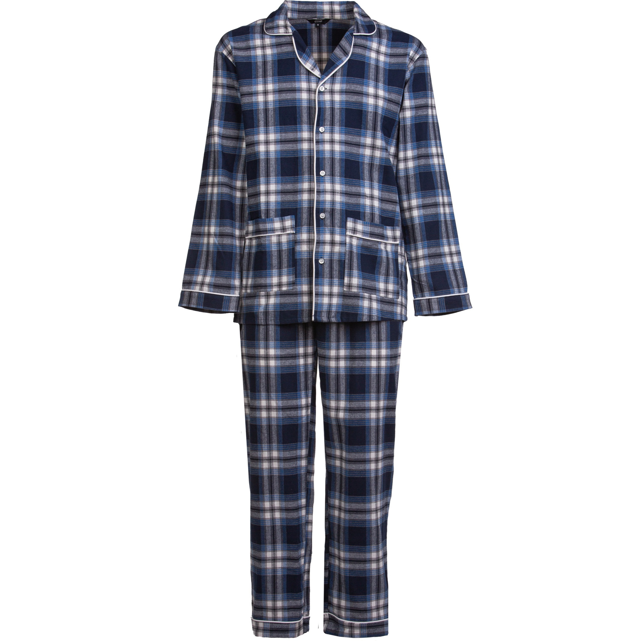 PIGIAMA DONNA flanella invernale quadro bianco e blu