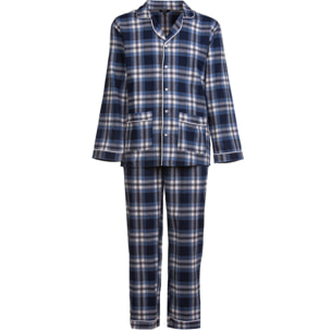 PIGIAMA DONNA flanella invernale quadro bianco e blu