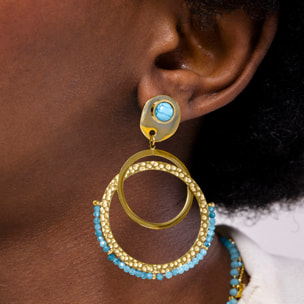 Pendientes de Turquesa acabados en oro amarillo de 18k