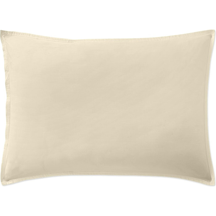 Paire de Taies D'oreiller Avec Volant 100% Percale De Coton Lavé écru