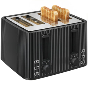 Tostadora 4 Ranuras Anchas, Tostador de Pan, 7 Niveles de Tostado, Función Descongelar, Recalentar y Cancelar, Bandeja de Migas Extraíble, 1710W, Negro