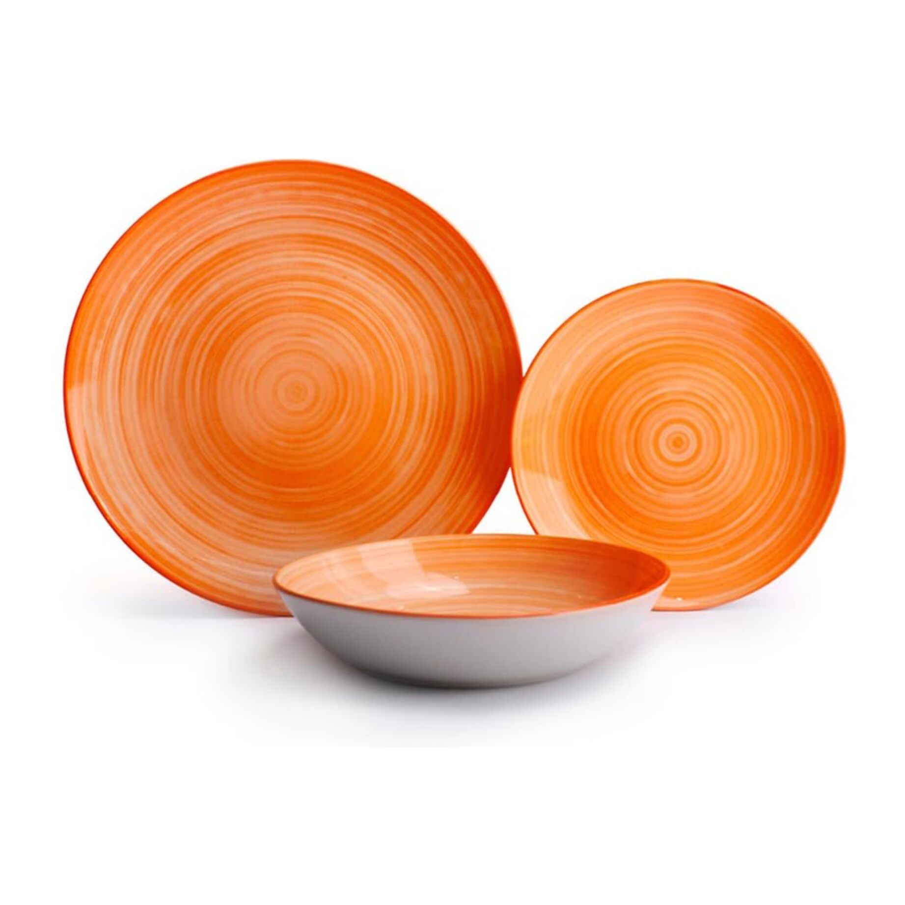 Servizio Tavola da 18 Piatti in Ceramica, lavabile in lavastoviglie e adatto a microonde, Intrecci