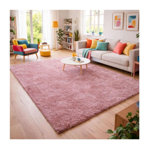 Tapis poils longs shaggy tissé motif uni ZASIVE