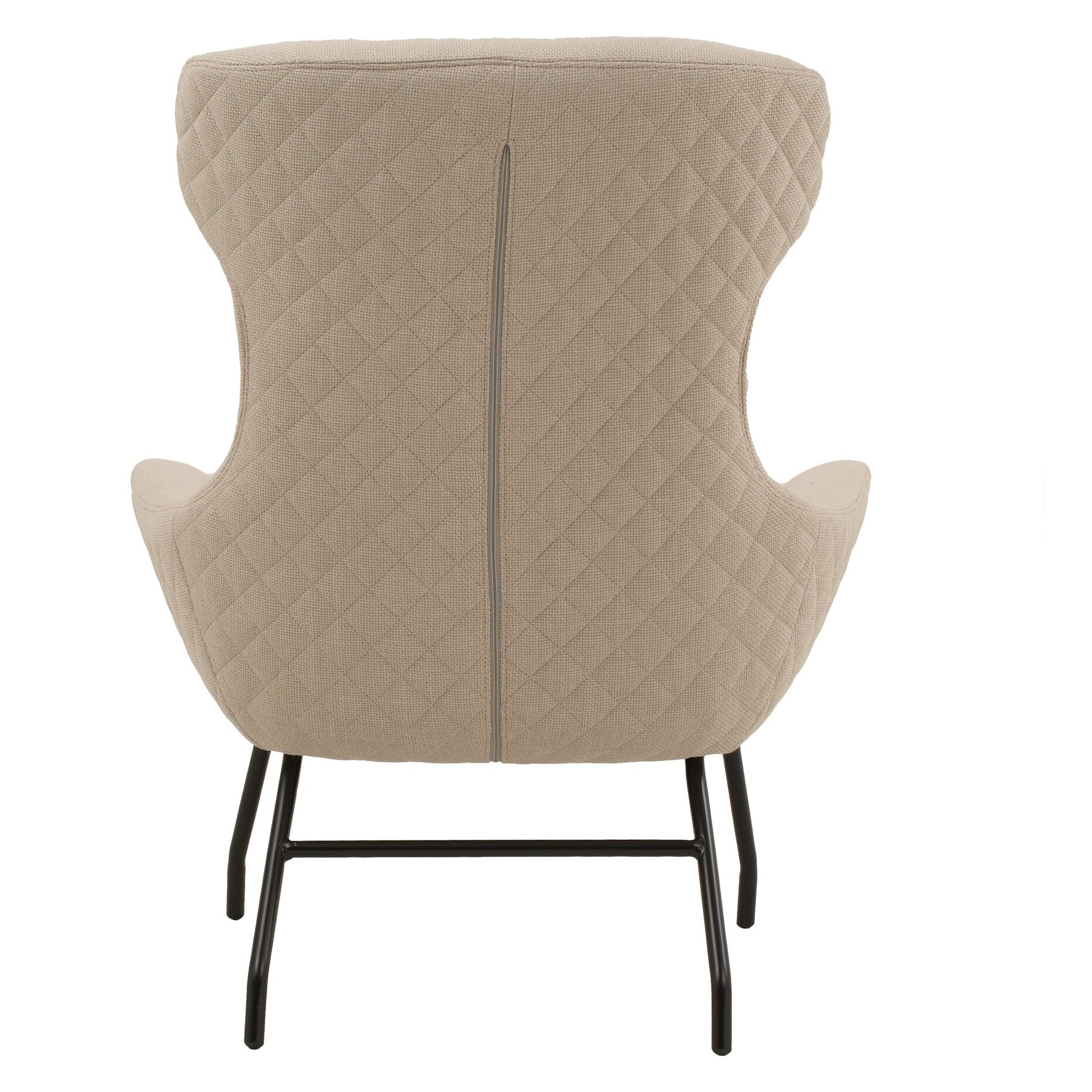 Poltrona HAITI in tessuto beige e gambe in metallo nero