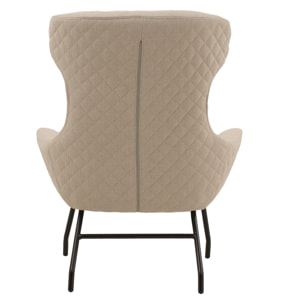 Poltrona HAITI in tessuto beige e gambe in metallo nero