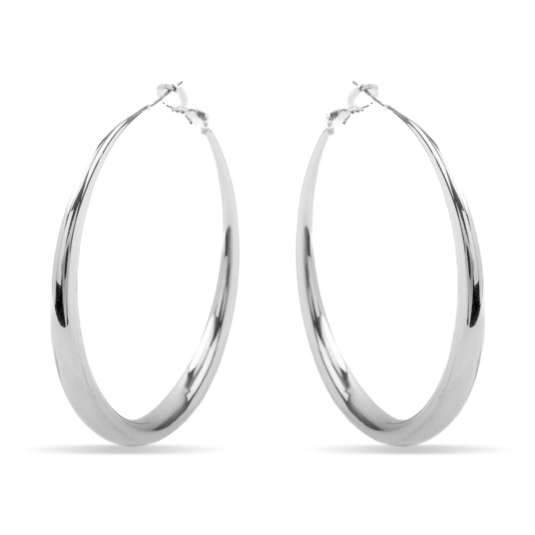 Pendientes de 54mm de diámetro acabados en rodio