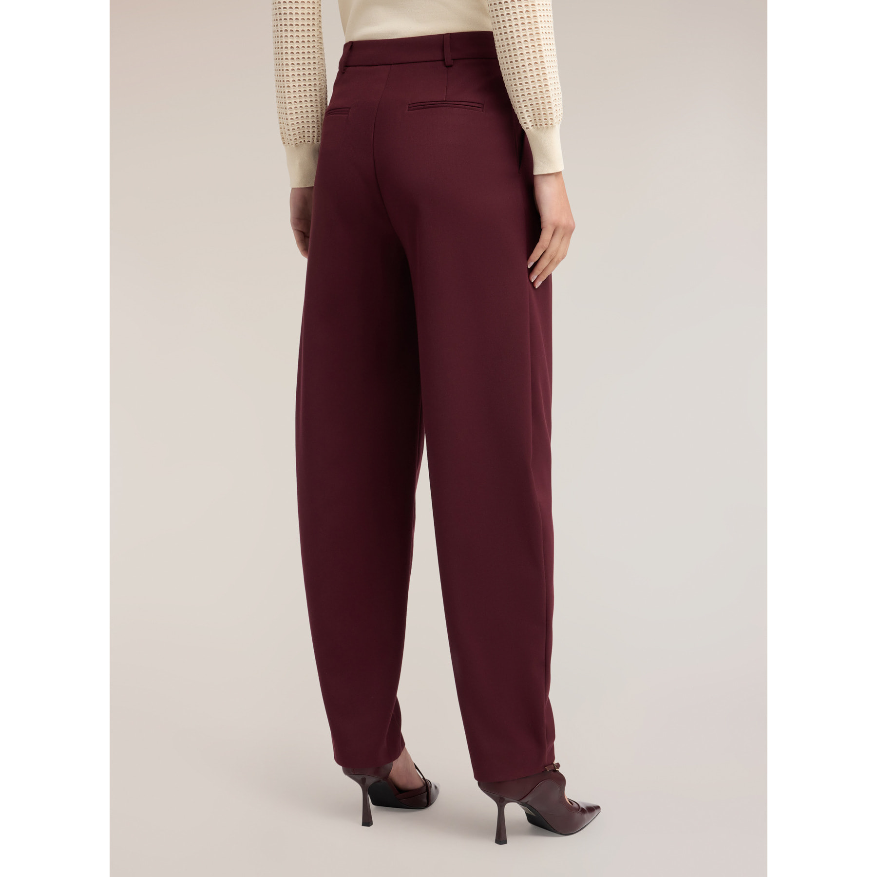 Motivi - Pantalones barrel de viscosa - Burgundy
