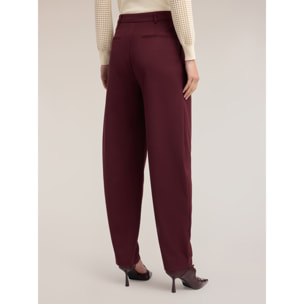 Motivi - Pantalones barrel de viscosa - Burgundy