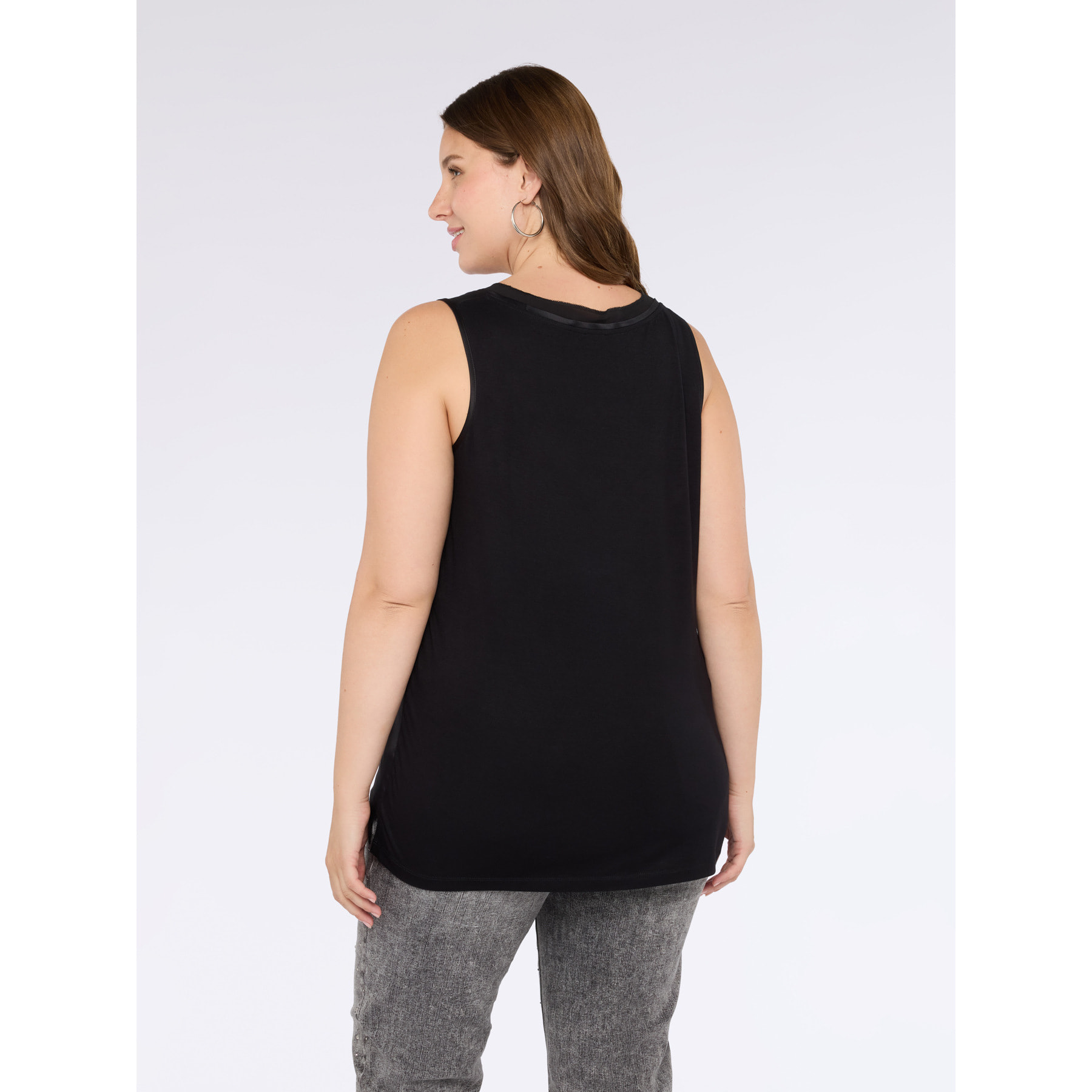 Fiorella Rubino - Top bimaterial con escote en V - Negro