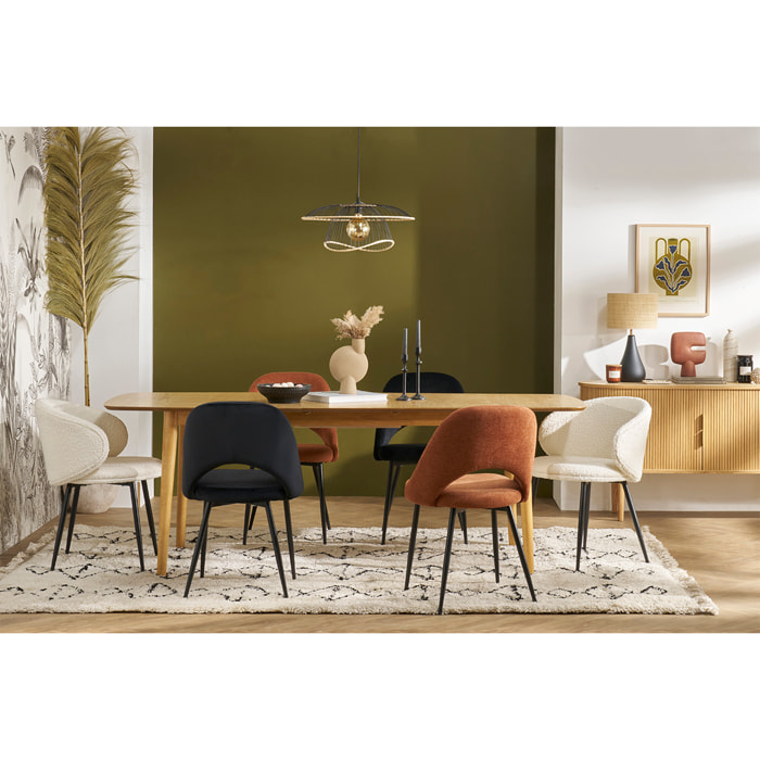 Table extensible rallonges intégrées rectangulaire en bois clair chêne L180-220 cm EGO