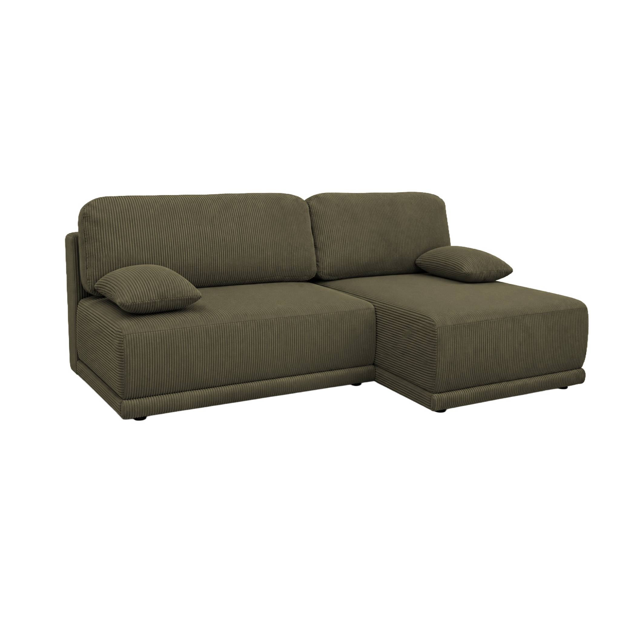 Banquette canapé d'angle droit convertible 3 places velours côtelé avec coffre NELSON
