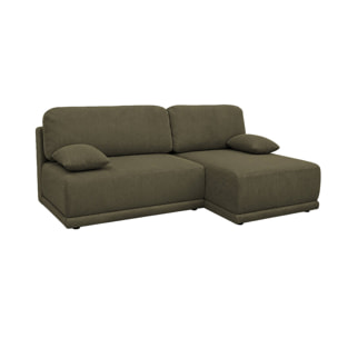 Banquette canapé d'angle droit convertible 3 places velours côtelé avec coffre NELSON