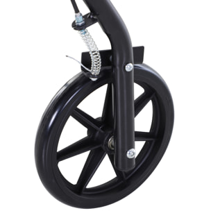 HOMCOM Andador para Ancianos Plegable, Andadores Adultos para Personas Mayores con Asiento Acolchado y 4 Ruedas, Mango Ergonómico Ajustable en Altura, Frenos de Maneta, Cesta, Reposapiés, Negro