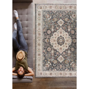 KESHAN Alfombra vintage de pelo corto gris, varias medidas disponibles.