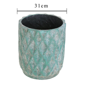 Vaso Cachepot In Ceramica Con Trama A Rombi. Larghezza 31 Cm - Pezzi 1 - 31X36,5X31cm - Colore: Blu - Bianchi Dino - Ceramica